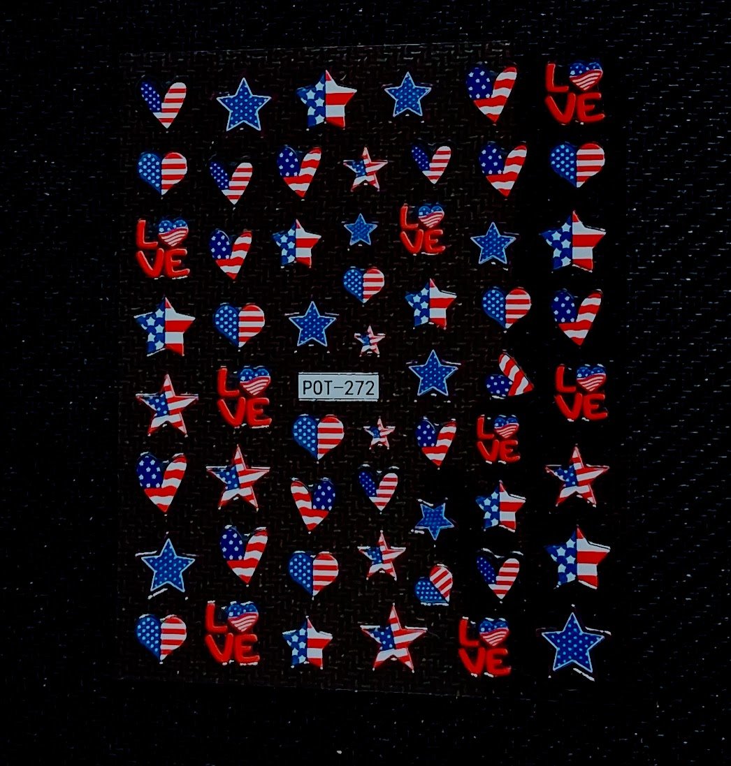 Nail Art Stickers — 15A Patriotic (1 page)